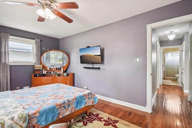 9342 Oriole Ave, Morton Grove, IL 60053 - bedroom with wood-type flooring and ceiling fan