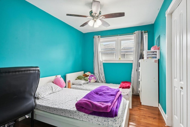 9342 Oriole Ave, Morton Grove, IL 60053 - bedroom featuring wood finished floors and ceiling fan