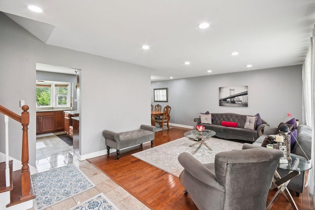 9342 Oriole Ave, Morton Grove, IL 60053 - living area with recessed lighting and stairway
