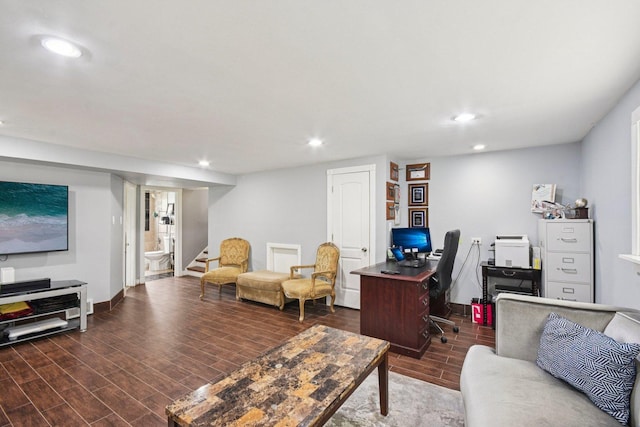 9342 Oriole Ave, Morton Grove, IL 60053 - office space with recessed lighting and dark wood-type flooring