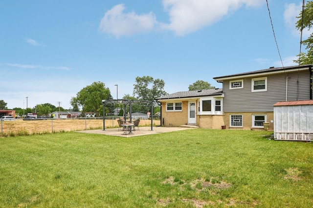 9342 Oriole Ave, Morton Grove, IL 60053 - rear view of house with a pergola, a patio, and brick siding