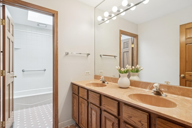 6513 High Meadow Ct, Long Grove, IL 60047 - bathroom featuring double vanity, shower / bath combination, and tile patterned floors