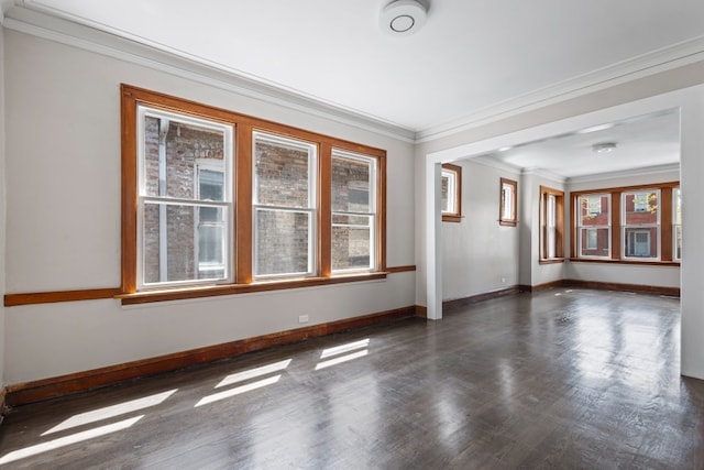 5407 S Justine St, Chicago, IL 60609 - empty room with ornamental molding and wood finished floors