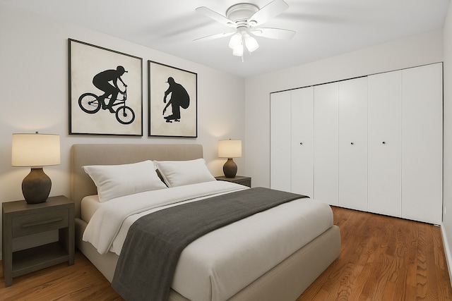 40 E 9th St Unit 1609, Chicago, IL 60605 - bedroom featuring wood finished floors, a closet, and ceiling fan