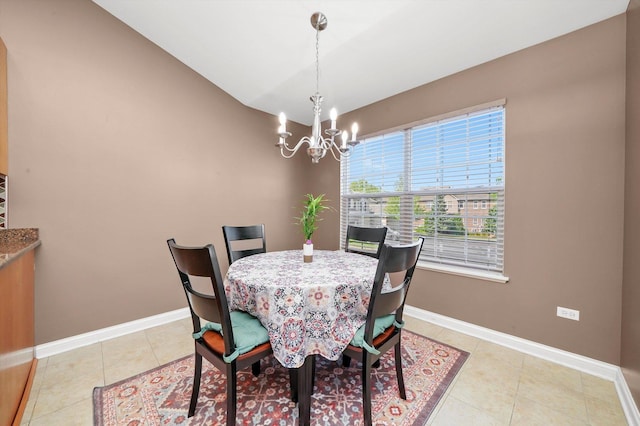 5227 Cobblers Xing Unit 5227, Mchenry, IL 60050 - dining space with a chandelier, lofted ceiling, and light tile patterned floors