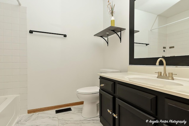 179 Cascade Dr, Crystal Lake, IL 60012 - full bath with vanity, marble look tile flooring, and shower / tub combination