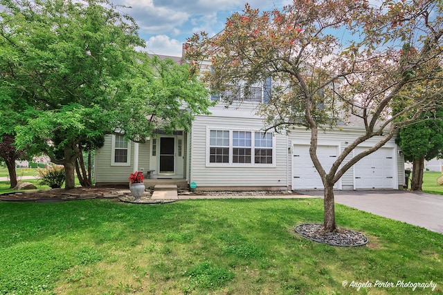 179 Cascade Dr, Crystal Lake, IL 60012 - view of property hidden behind natural elements featuring asphalt driveway, a front yard, and a garage