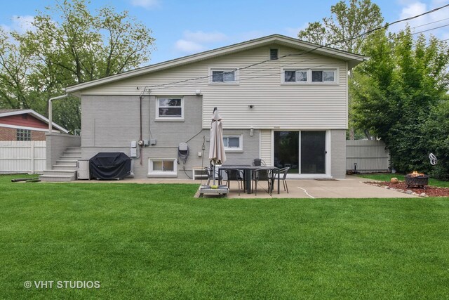 115 S We Go Trl, Mount Prospect, IL 60056 - rear view of house with a fire pit, brick siding, a patio area, and stairway
