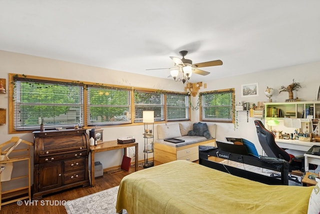 115 S We Go Trl, Mount Prospect, IL 60056 - bedroom with wood finished floors, a desk, and a ceiling fan