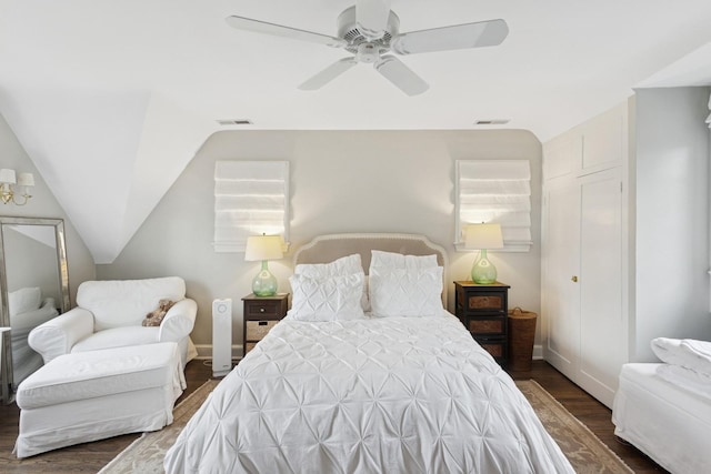 2951 Colfax St, Evanston, IL 60201 - bedroom with wood finished floors, a ceiling fan, baseboards, and vaulted ceiling