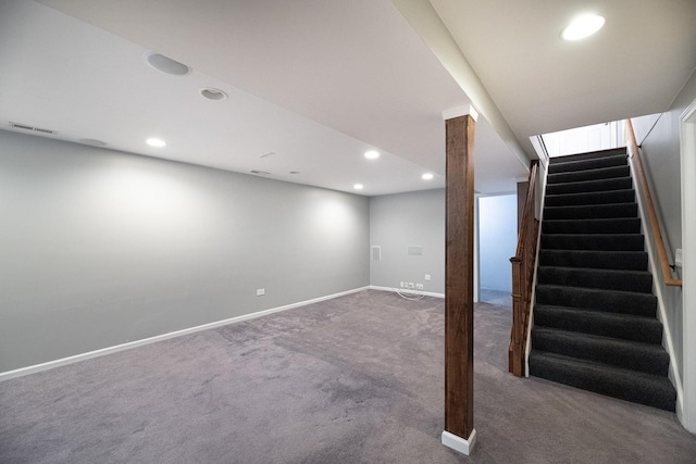 308 Dunbar Rd, Mundelein, IL 60060 - finished basement featuring carpet floors, recessed lighting, and stairway