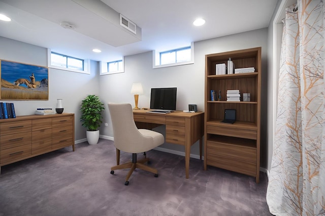 308 Dunbar Rd, Mundelein, IL 60060 - carpeted home office featuring recessed lighting and baseboards