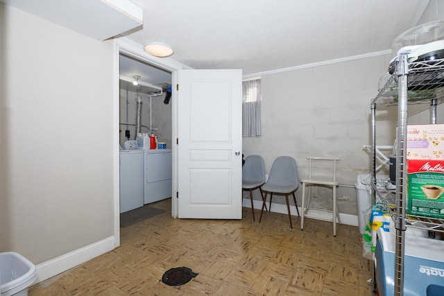 103 N Adelaide St, Normal, IL 61761 - below grade area with washing machine and clothes dryer and baseboards