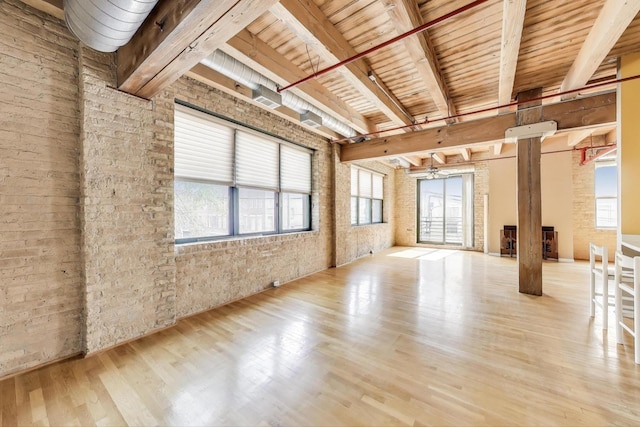 7240 Franklin St Unit 2A, Forest Park, IL 60130 - unfurnished room with wood finished floors and a wooden ceiling with exposed beams