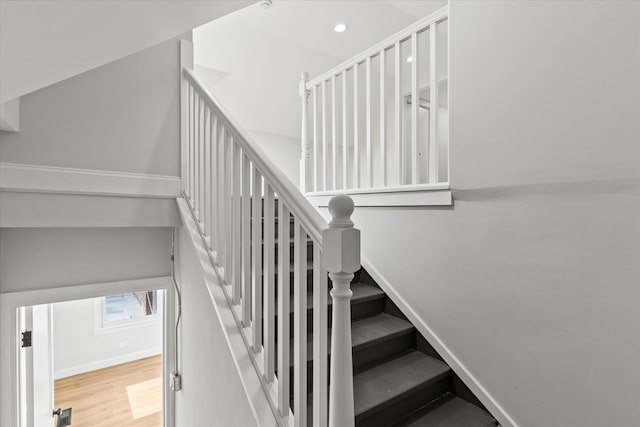 2445 Highland Ave, Berwyn, IL 60402 - stairs with wood finished floors and recessed lighting