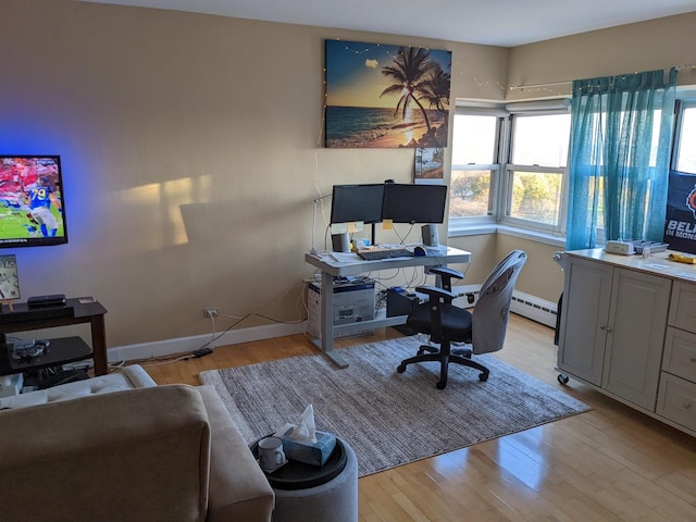 4950 N Marine Dr Unit 1105, Chicago, IL 60640 - office with baseboard heating, light wood-style flooring, and healthy amount of natural light
