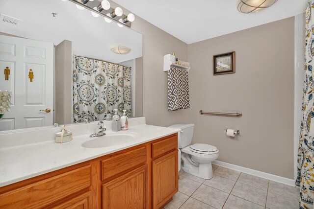 6743 S Pointe Dr Unit 1C, Tinley Park, IL 60477 - bathroom with vanity, tile patterned floors, and curtained shower