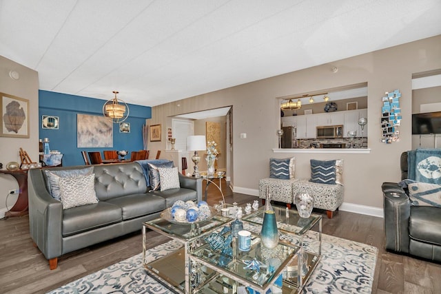 6743 S Pointe Dr Unit 1C, Tinley Park, IL 60477 - living area with wood finished floors and a chandelier