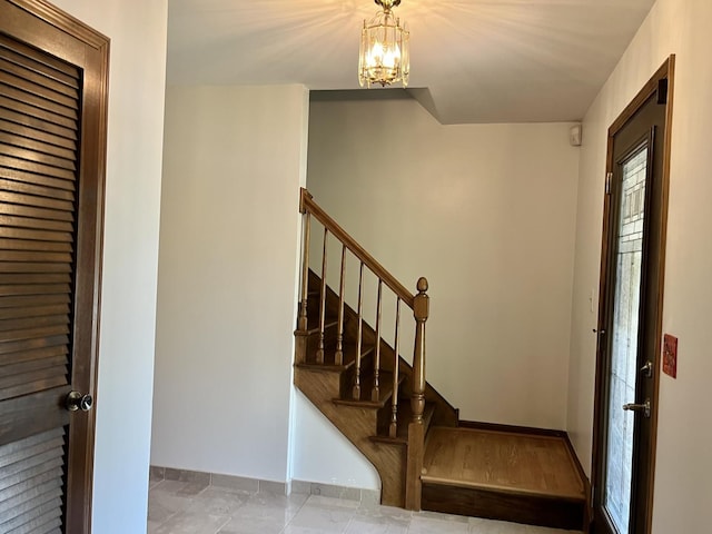 3485 Ronald Rd, Crete, IL 60417 - foyer with a chandelier and stairway