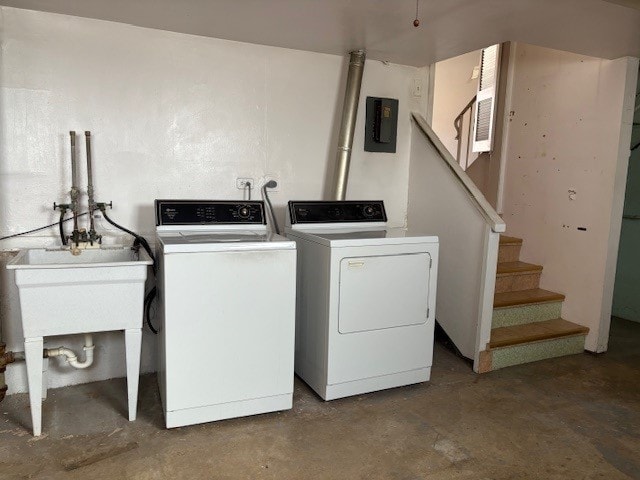 8801 Robin Dr Unit C, Des Plaines, IL 60016 - laundry area featuring washing machine and clothes dryer and electric panel