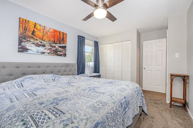 1910 Heather Ln, Joliet, IL 60431 - bedroom with carpet, a closet, and a ceiling fan