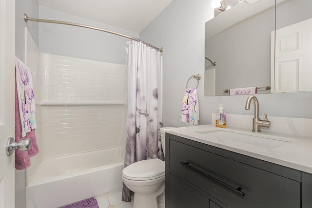 1910 Heather Ln, Joliet, IL 60431 - bathroom featuring shower / tub combo, vanity, and tile patterned floors