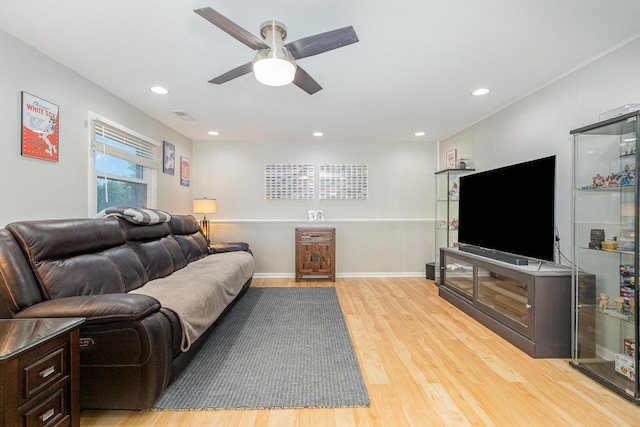 1910 Heather Ln, Joliet, IL 60431 - living room with ceiling fan, light wood-type flooring, and recessed lighting
