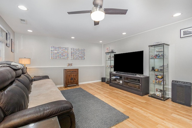1910 Heather Ln, Joliet, IL 60431 - living area with wood finished floors, ceiling fan, and recessed lighting