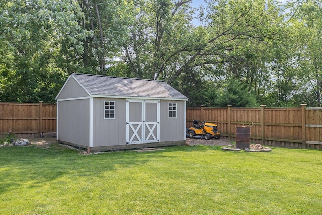 1910 Heather Ln, Joliet, IL 60431 - view of shed with a fenced backyard and view of wooded area