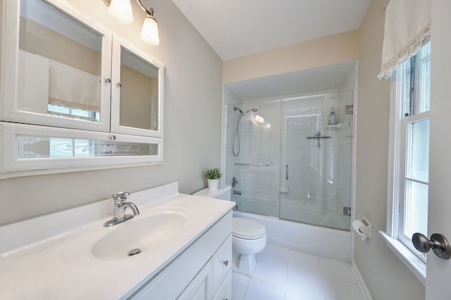 116 W Bailey Rd, Naperville, IL 60565 - bathroom featuring vanity, bath / shower combo with glass door, and tile patterned flooring