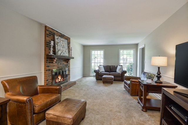 116 W Bailey Rd, Naperville, IL 60565 - living area featuring light carpet and a fireplace