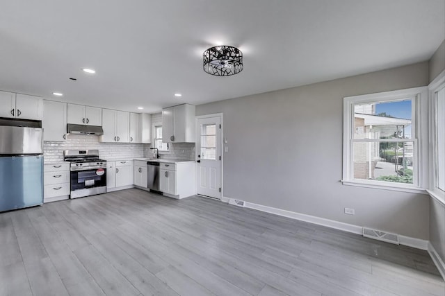 8433 W Betty Ter W, Niles, IL 60714 - kitchen with appliances with stainless steel finishes, under cabinet range hood, healthy amount of natural light, light countertops, and recessed lighting