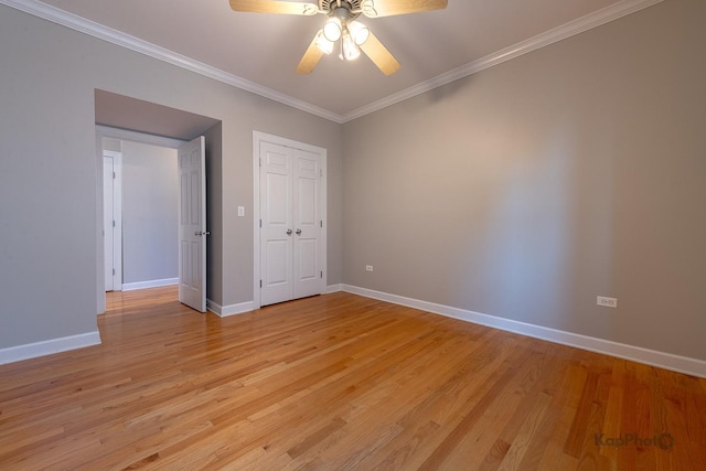 3454 N Ashland Ave Unit 4S, Chicago, IL 60657 - unfurnished room with ceiling fan, light wood-style flooring, and crown molding