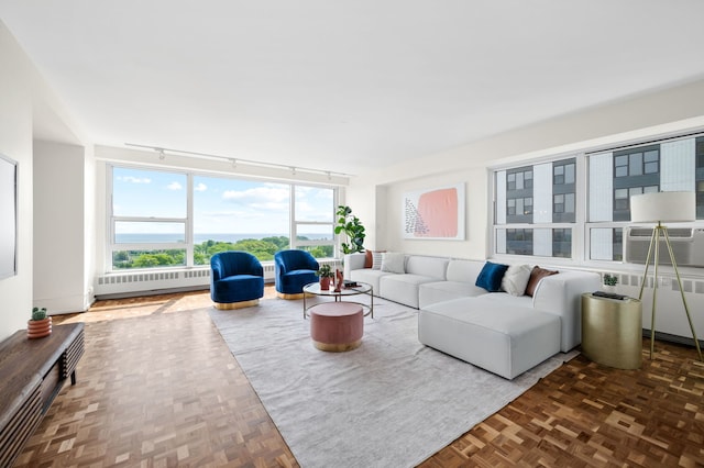 3180 N Lake Shore Dr Unit 8A, Chicago, IL 60657 - living room featuring radiator heating unit and cooling unit