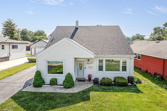 9619 S 53rd Ave, Oak Lawn, IL 60453 - bungalow with a front lawn, a shingled roof, and a chimney
