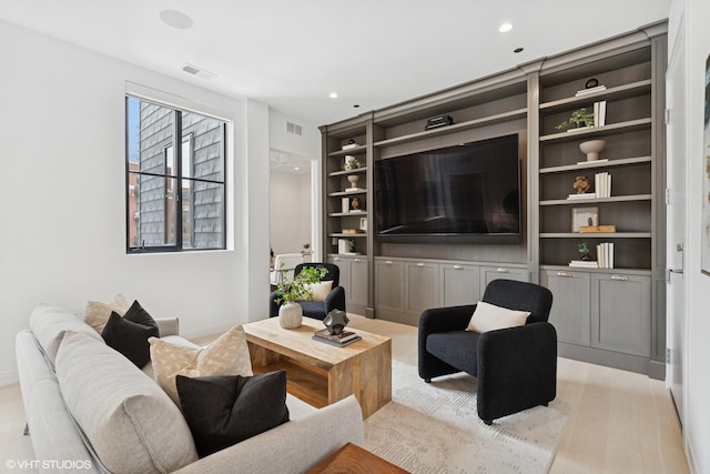 128 S Green St Unit 5Ab, Chicago, IL 60607 - living room featuring built in features and recessed lighting