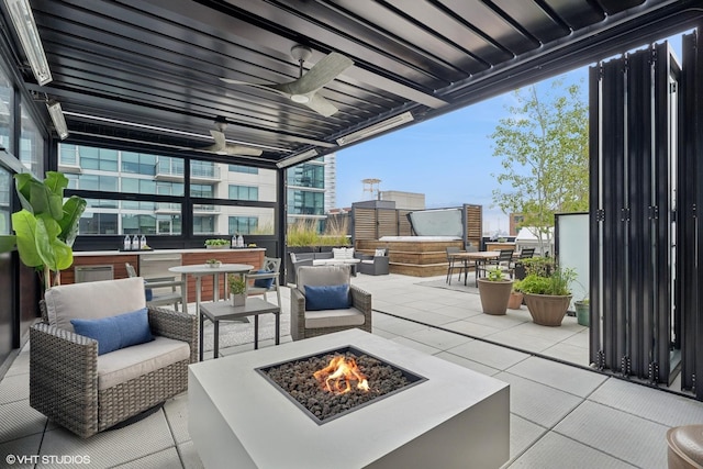 128 S Green St Unit 5Ab, Chicago, IL 60607 - view of patio with a fire pit and outdoor dining area