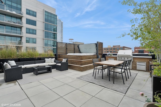 128 S Green St Unit 5Ab, Chicago, IL 60607 - view of patio / terrace with an outdoor hangout area, outdoor dining area, and exterior kitchen