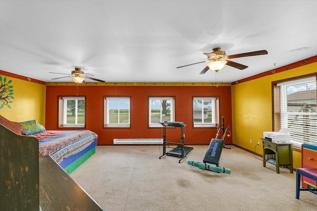 9101 US Highway 36, Metcalf, IL 61940 - carpeted bedroom with a baseboard heating unit and baseboards