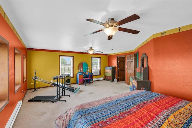 9101 US Highway 36, Metcalf, IL 61940 - carpeted bedroom featuring a baseboard radiator and ornamental molding