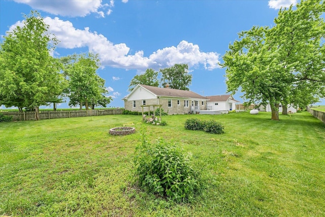 9101 US Highway 36, Metcalf, IL 61940 - fenced backyard featuring a fire pit