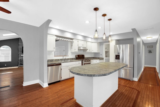 717 Bittersweet Ln, New Lenox, IL 60451 - kitchen with stainless steel appliances, dark wood-type flooring, under cabinet range hood, and recessed lighting