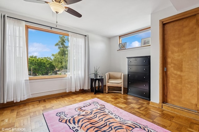 9333 S Oakley Ave, Chicago, IL 60643 - sitting room with a ceiling fan and baseboards