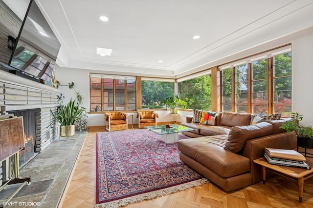 9333 S Oakley Ave, Chicago, IL 60643 - living area with a fireplace, plenty of natural light, and recessed lighting