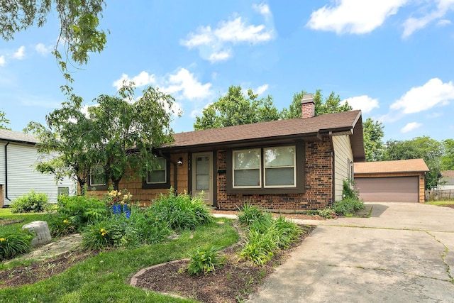 3616 Tamarind Ln, Hazel Crest, IL 60429 - ranch-style home featuring brick siding, a chimney, and a garage