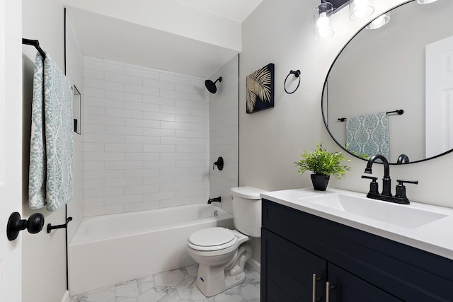 3616 Tamarind Ln, Hazel Crest, IL 60429 - full bath with vanity, marble finish flooring, and shower / bath combination