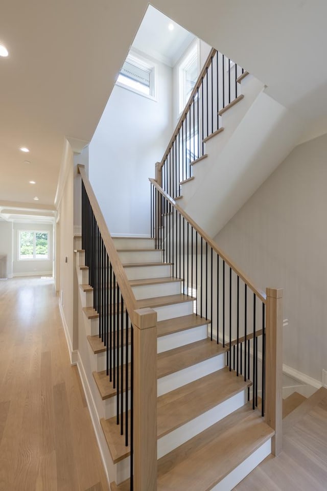 1437 Ashland Ave, River Forest, IL 60305 - stairway with wood finished floors and recessed lighting