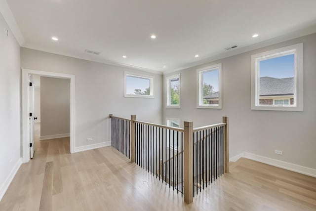 1437 Ashland Ave, River Forest, IL 60305 - hall featuring light wood finished floors, an upstairs landing, and recessed lighting