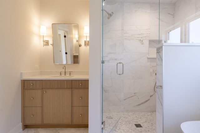 1437 Ashland Ave, River Forest, IL 60305 - bathroom with a marble finish shower, vanity, and a soaking tub