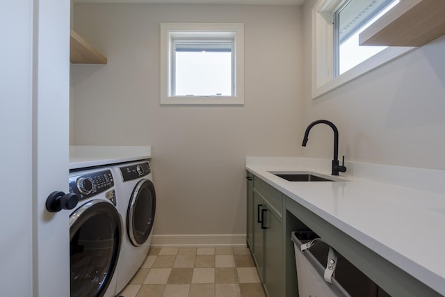 1437 Ashland Ave, River Forest, IL 60305 - washroom featuring washing machine and dryer, healthy amount of natural light, and cabinet space